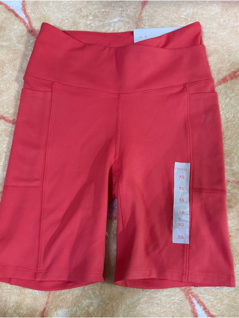 FREELY Red High-Rise Bike Shorts - XS